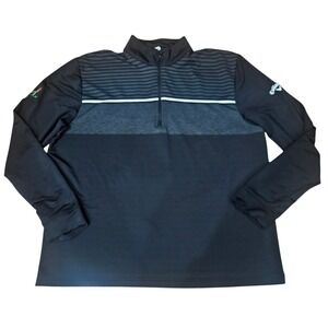Callaway Weather Series Mens Large Black Striped Quarter Zip Golf Pullover Logo